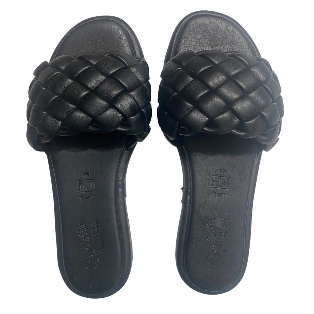 Seychelles Braided Slide Sandal Black‎ Leather Size 6 Casual Made in Italy